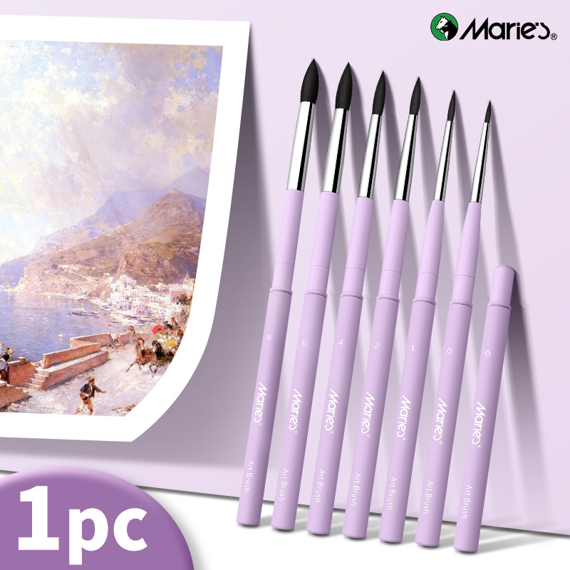 Gouache Paint Set - マリーの 1pc トラベル水彩ブラシ パープル、プロのアーティスト品質、アクリル、水彩、ガッシュ用、大人、子供への理想的なギフト