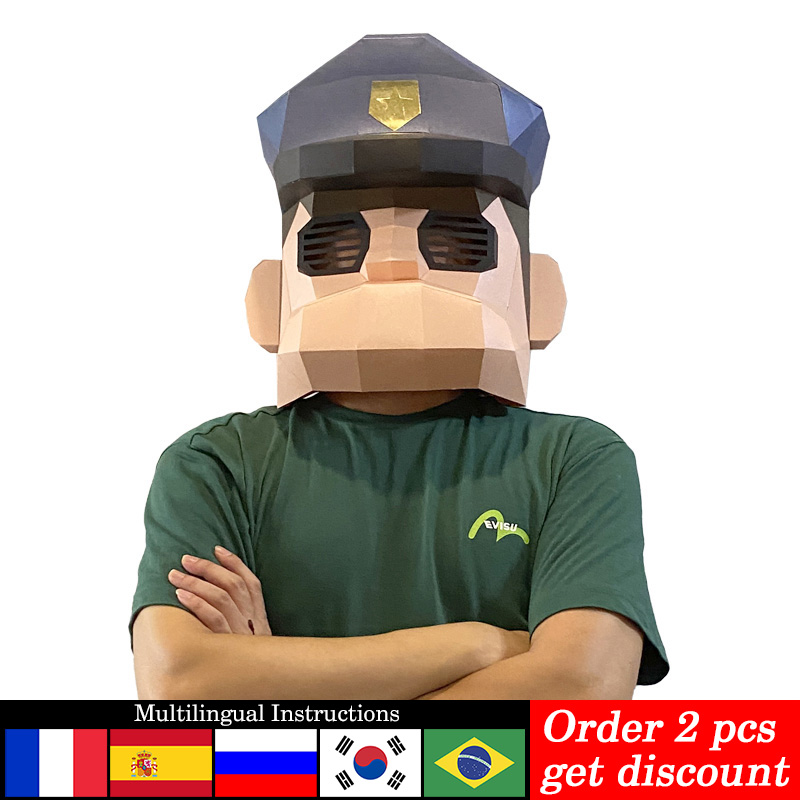 Art Craft Cardboard - 漫画の警察のマスク,紙のモデル,小さなサイズ,3D紙の工芸品,オリジナルの魅力的なコスチュームパーティー,手作り,DIY,rty323