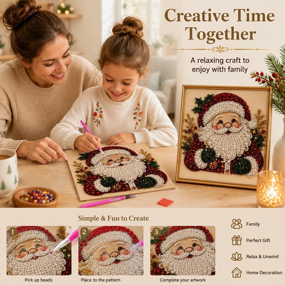 クリスマス サンタクロース パールアート DIYキット 額入 - Art Craft Kit のレビューと価格