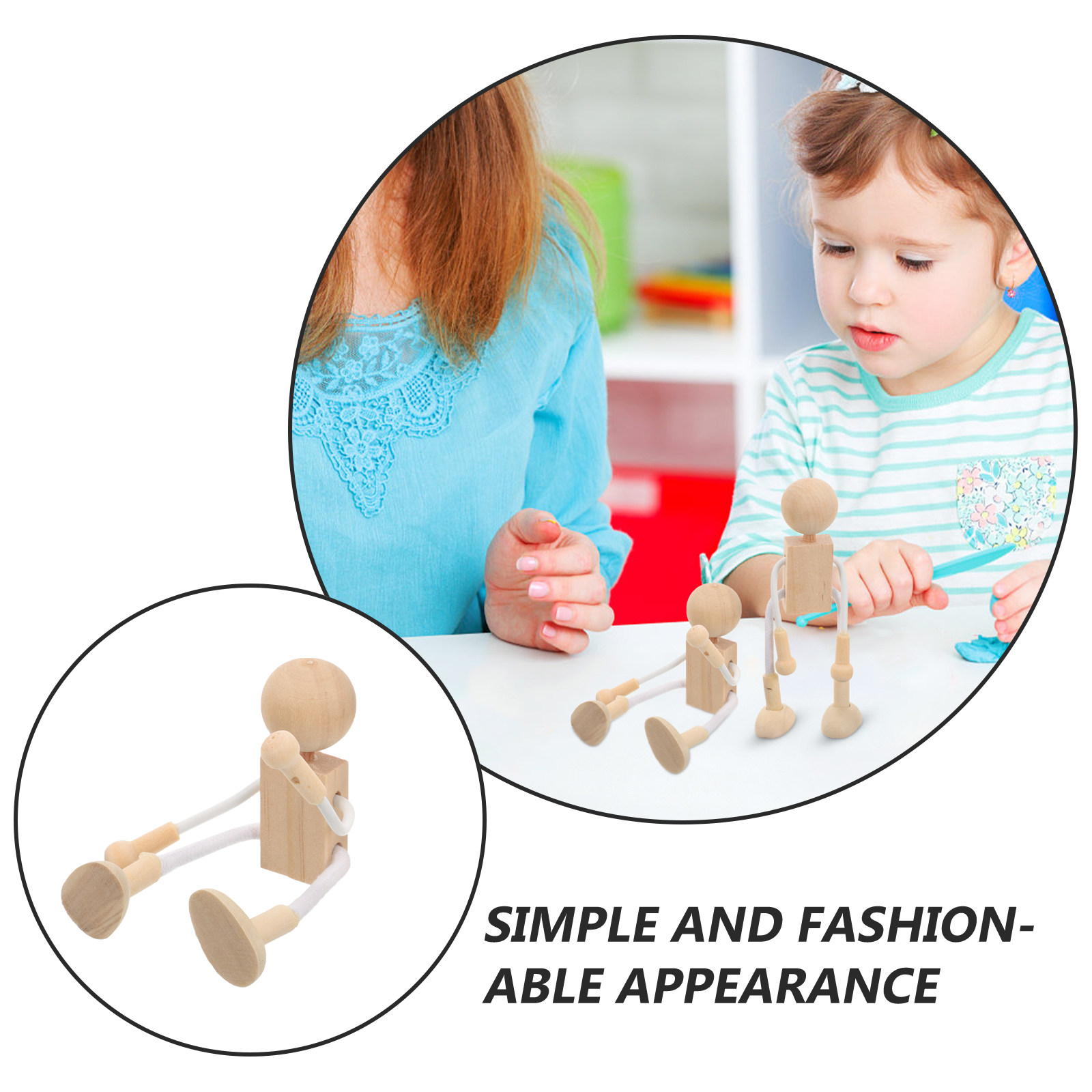 4個入りの木製フィギュアキット。硬い木材で作られ、丁寧に研磨 - Art Craft Kit のレビューと価格