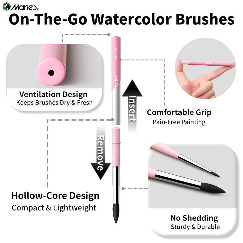 マリーの 1pc トラベル水彩ブラシ パープル、プロのアーテ - Gouache Paint Set のレビューと価格