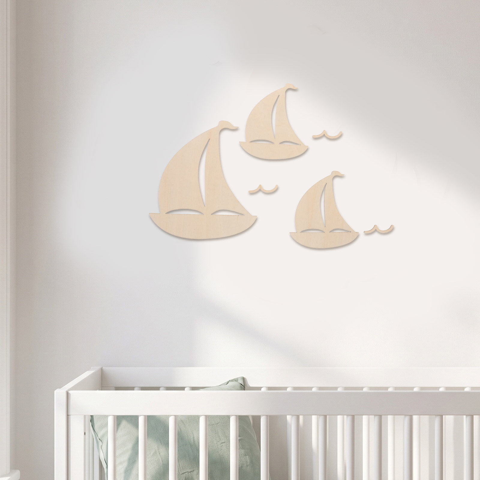 木製の帆船の切り抜きパーツ6個入り。未塗装の木製スライスで、 - Art And Craft For Nursery のレビューと価格